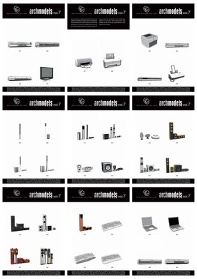 電腦打印機音響功放電視電子產品C4D模型